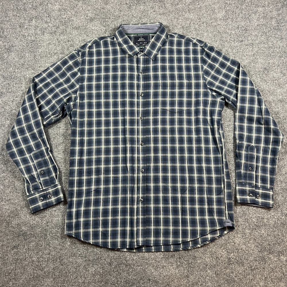 MBX Enjoy‎ The Journey Shirt Mens L Multicolor Windowpane Plaid Cotton Button Up